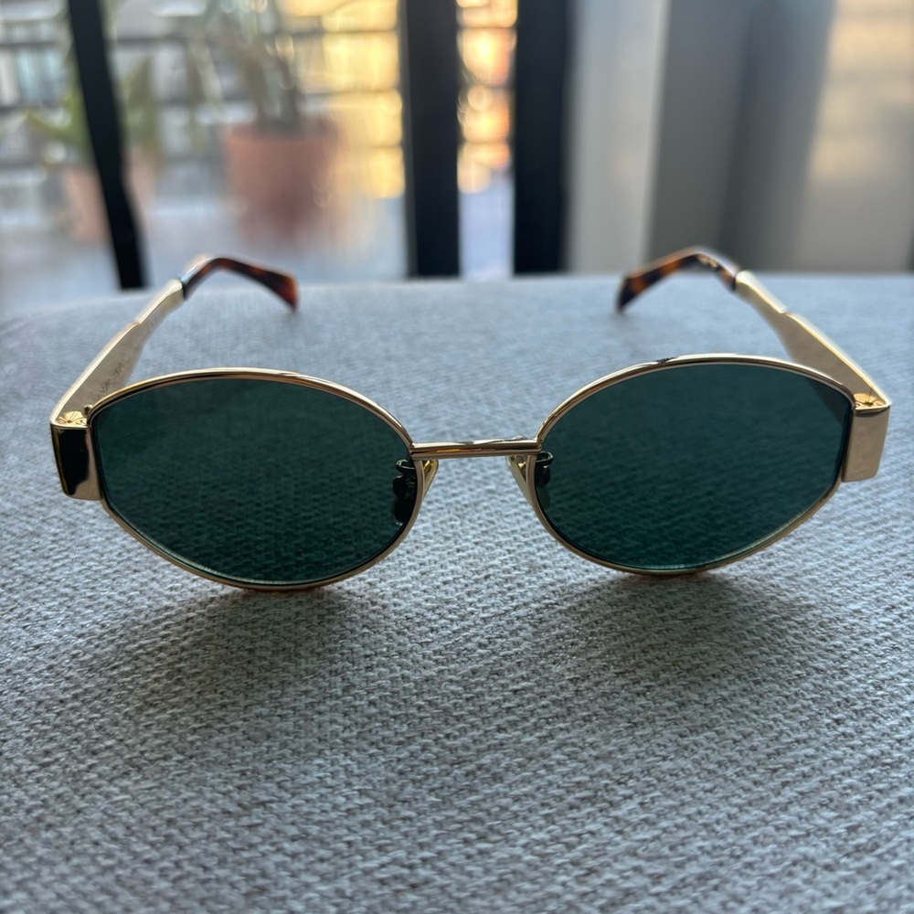 Celine Triomphe Oval-frame metal Sunglasses